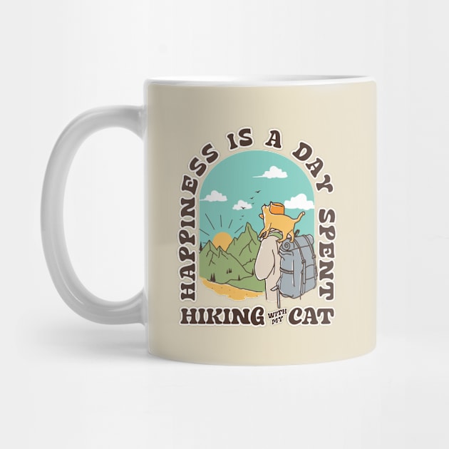 Happiness Is A Day Spent Hiking With My Cat | Hikers and Cats Lover Gift by Fitastic